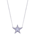 Rhodium Plated 925 Sterling Silver Clear CZ Star Necklace - BGP01410