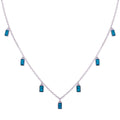 Rhodium Plated 925 Sterling Silver Turquoise Charms Necklace - BGP01422