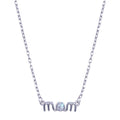 Rhodium Plated 925 Sterling Silver Mom Clear CZ Necklace - BGP01425