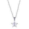 Rhodium Plated 925 Sterling Silver Star CZ Necklace - BGP01434