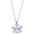 Rhodium Plated 925 Sterling Silver Butterfly Synthetic Opal CZ Necklace - BGP01436