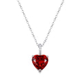 Rhodium Plated 925 Sterling Silver Red Heart CZ Necklace - BGP01440