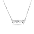 Rhodium Plated 925 Sterling Silver Hearts Bar Clear CZ Pendant Necklace - BGP01465
