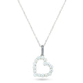 Rhodium Plated 925 Sterling Silver Pearl Heart Necklace - BGP01466