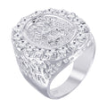 Rhodium Plated 925 Sterling Silver Large Dollar Sign Ring with CZ - BGR00012