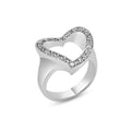 Silver 925 Rhodium Plated CZ Open Heart Ring - BGR00024