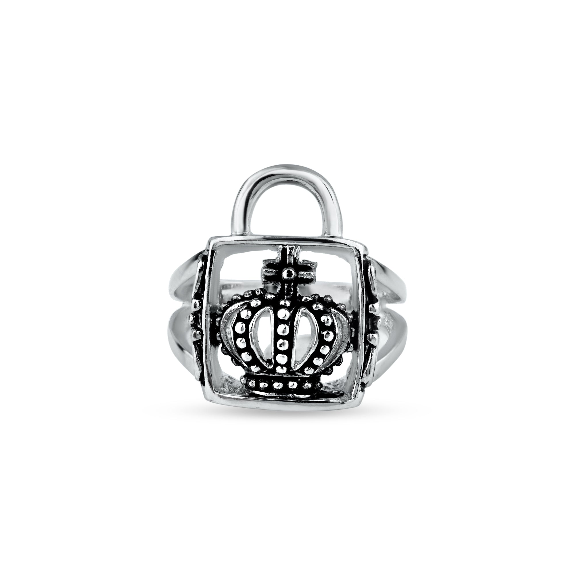 Silver 925 Rhodium Plated Crown Ring - BGR00035