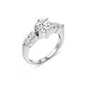 Silver 925 Rhodium Plated 5 Clear Round Stone Set CZ Bridal Ring - BGR00048