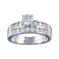 Rhodium Plated 925 Sterling Silver Clear CZ Bridal Ring Set - BGR00088