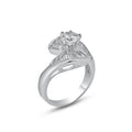 Rhodium Plated 925 Sterling Silver Clear Baguette CZ Wave Ring - BGR00094