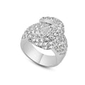 Silver 925 Rhodium Plated Clear Pave Set CZ Belt Buckle Ring - BGR00105