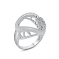 Silver 925 Rhodium Plated Clear CZ Open Circle Ring - BGR00106
