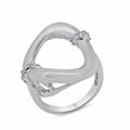 Silver 925 Rhodium Plated Clear CZ Open Round Ring - BGR00107