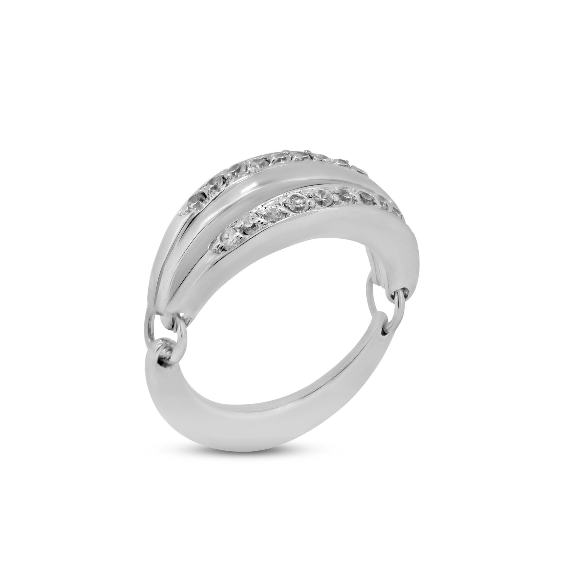Silver 925 Rhodium Plated Clear CZ Movable Ring - BGR00122