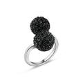Silver 925 Rhodium and Black Rhodium Plated Black CZ Adjustable Ring - BR00133