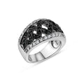 Silver 925 Rhodium and Black Rhodium Plated Clear and Black CZ Net Ring - BGR00139