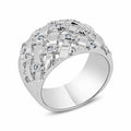 Silver 925 Rhodium Plated Clear CZ Net Ring - BGR00218