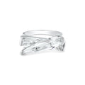 Silver 925 Rhodium Plated Clear CZ Criss Cross Ring - BGR00299