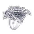 Silver 925 Rhodium Plated Clear CZ Open Flower Ring - BGR00316WHT
