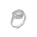 Rhodium Plated 925 Sterling Silver Clear Center CZ Heart Bridal Ring - BGR00390