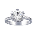 Rhodium Plated 925 Sterling Silver Clear CZ Bridal Ring - BGR00398