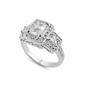 Rhodium Plated 925 Sterling Silver 3 Set Square Clear CZ Bridal Ring - BGR00552