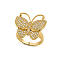Silver 925 Rose Gold Plated Clear Micro Pave CZ Butterfly Ring - BGR00609
