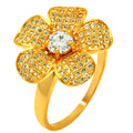 Silver 925 Rose Gold Plated Clear Micro Pave CZ Flower Ring - BGR00610