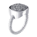 Silver 925 Rhodium Plated Square Druzy Gemstone Ring - BGR00765
