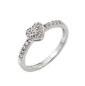 Rhodium Plated 925 Sterling Silver Clear Inlay CZ April Birthstone Heart Ring - BGR00784APR