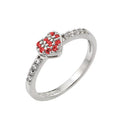 Rhodium Plated 925 Sterling Silver Clear Inlay CZ July Birthstone Heart Ring - BGR00784JUL