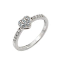 Rhodium Plated 925 Sterling Silver Clear Inlay CZ March Birthstone Heart Ring - BGR00784MAR