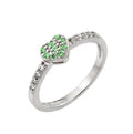 Rhodium Plated 925 Sterling Silver Clear Inlay CZ May Birthstone Heart Ring - BGR00784MAY