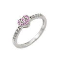 Rhodium Plated 925 Sterling Silver Clear Inlay CZ October Birthstone Heart Ring - BGR00784OCT