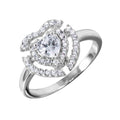 Silver 925 Heart Shaped Ring With CZ Centerpiece and Accents - BGR00990