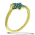 Gold Plated 925 Sterling Silver Star Ring with Turquoise Beads - BGR01115