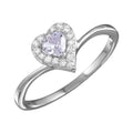 Rhodium Plated 925 Sterling Silver Clear Heart Ring with CZ - BGR01153CLR