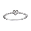 Rhodium Plated 925 Sterling Silver Heart 3 Clear CZ Ring - BGR01227CLR