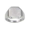 Rhodium Plated 925 Sterling Silver Men's Engravable Octagon Ring with Matte Finish - BGR01241