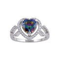 Rhodium Plated 925 Sterling Silver Halo Heart Synthetic Mystic Topaz CZ Ring - BGR01246