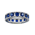 Rhodium Plated 925 Sterling Silver Round Blue CZ Band - BGR01293BLU
