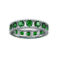 Rhodium Plated 925 Sterling Silver Round Green CZ Band - BGR01293GRN