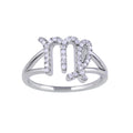 Rhodium Plated 925 Sterling Silver Virgo CZ Zodiac Sign Ring - BGR01322
