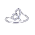 Rhodium Plated 925 Sterling Silver Leo CZ Zodiac Sign Ring - BGR01327