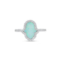 Rhodium Plated 925 Sterling Silver Hamsa Opal CZ Ring - BGR01356