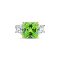 Rhodium Plated 925 Sterling Silver Past Present Future Green CZ Ring - BGR01361