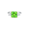 Rhodium Plated 925 Sterling Silver Past Present Future Green CZ Ring - BGR01364