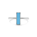 Rhodium Plated 925 Sterling Silver Turquoise Stone Bar Ring - BGR01371