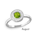 August Sterling Silver 925 Rhodium Plated CZ Center Birthstone Halo Ring - BGR01082AUG