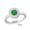 May Sterling Silver 925 Rhodium Plated CZ Center Birthstone Halo Ring - BGR01082MAY
